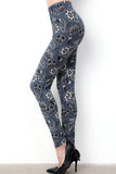 Gray Paisley Print Soft Stretchy High Waist Leggings