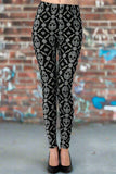 Damask Skull Print Soft Leggings
