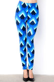 Shades of Blue Diamond Print Leggings