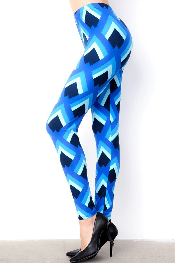 Shades of Blue Diamond Print Leggings