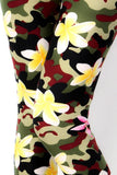 Plumeria Flower Camo Print Leggings