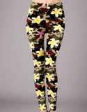 Plumeria Flower Camo Print Leggings