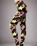 Plumeria Flower Camo Print Leggings