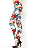 Calavera Rose Sugar Skulls Print Soft Leggings -  Day of the Dead / Halloween