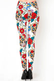 Calavera Rose Sugar Skulls Print Soft Leggings -  Day of the Dead / Halloween