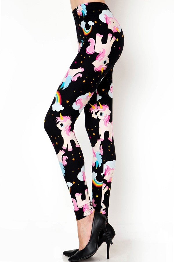 Happy Unicorn Print Leggings
