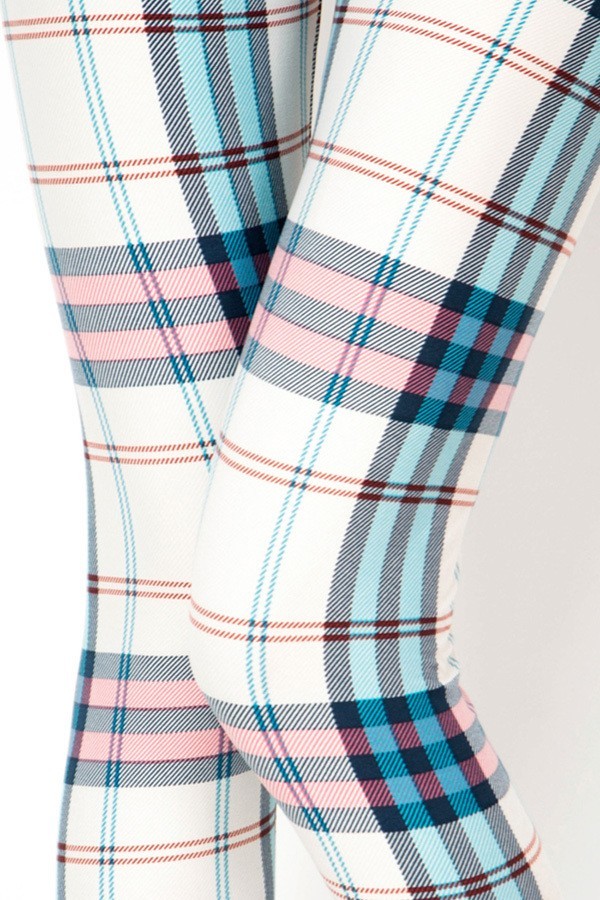 Pink & White Plaid Print Leggings