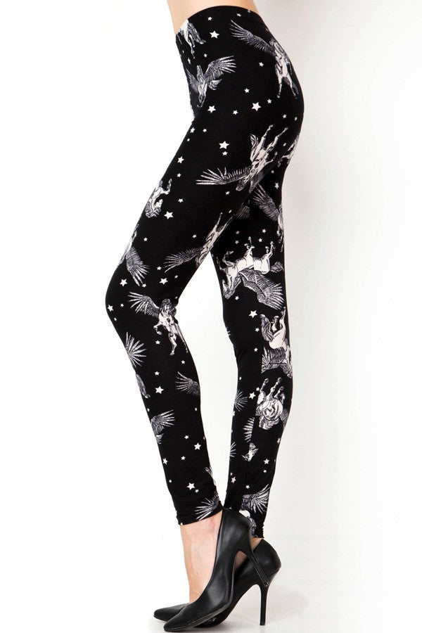 Celestial Pegasus Print Ultra-Soft High-Rise Leggings – Comfort Stretch, Versatile Fashion