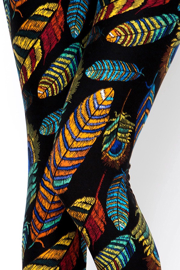 Embroidered Feather Soft Leggings
