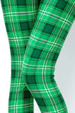 Green Square Plaid Soft Leggings