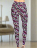 Purple Sugar Skull with Bows Print Soft Leggings - Adult & Kid Sizes