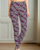 Purple Sugar Skull with Bows Print Soft Leggings - Adult & Kid Sizes