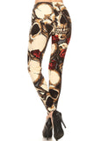 Sketched Rose Skull Soft Leggings