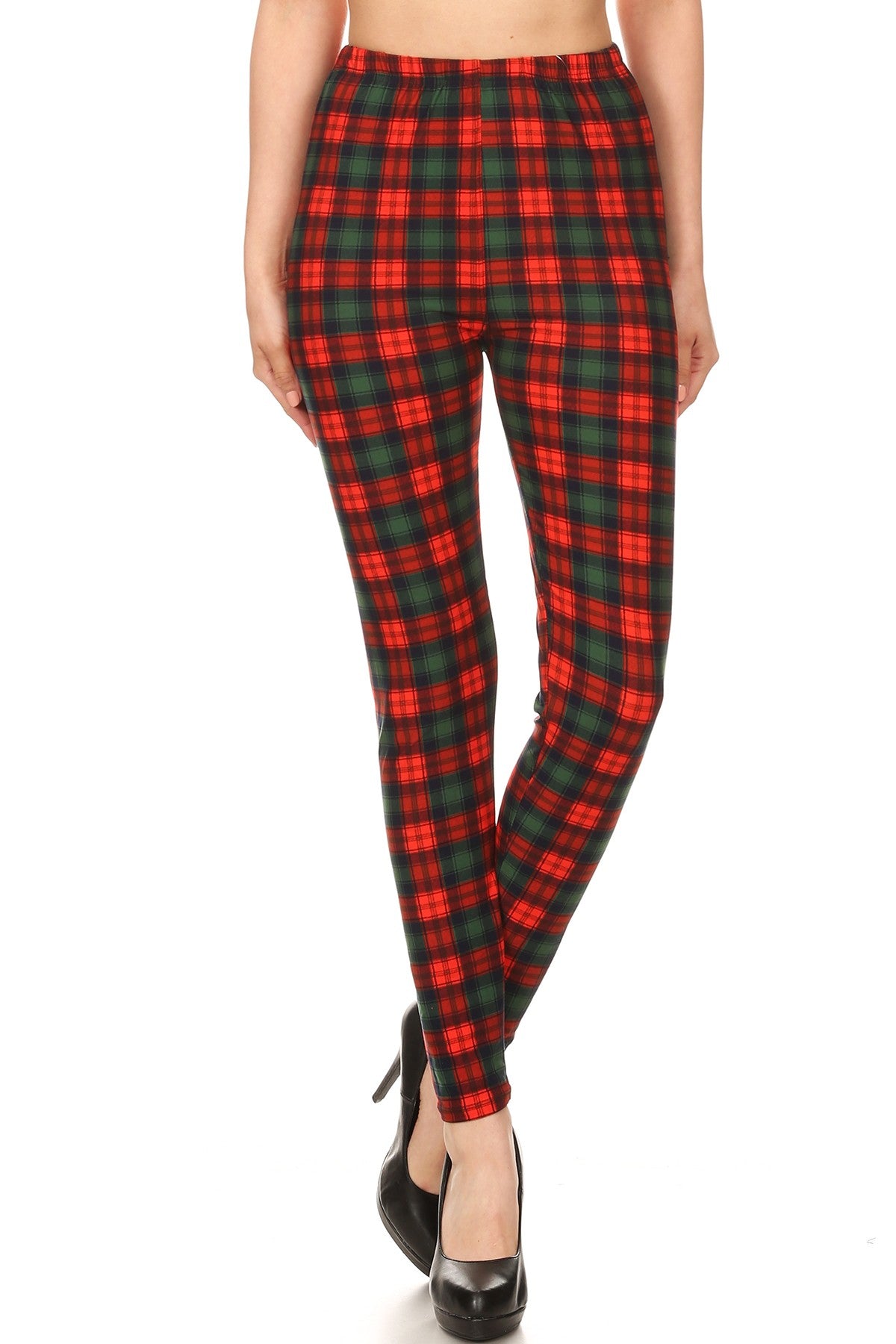 Green & Red Christmas Plaid Leggings