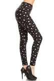 Cherry Blossom Flower Dot Print Black Leggings