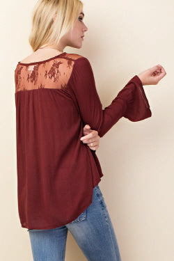 Lace Insert Criss Cross Baby Doll Top