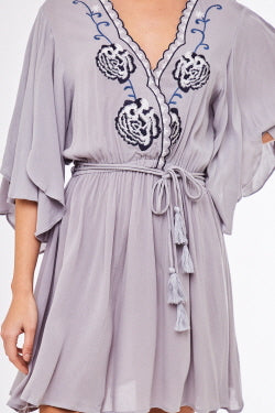 Embroidered Flared Dress