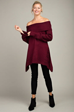Off Shoulder Tunic Sweater