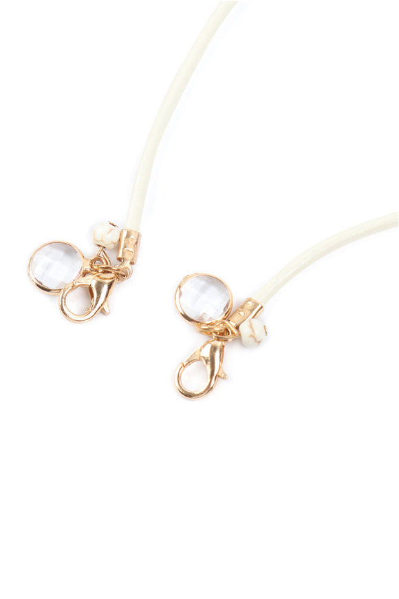 Leather Lanyard Holder w/Crystal Charms