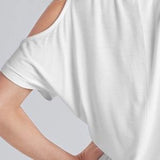 Modal Rayon Cold Shoulder Dolman Top - White