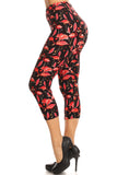 Flamingo Love Print Capri Leggings