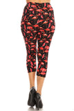 Flamingo Love Print Capri Leggings