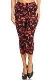 Flamingo Love Print Capri Leggings