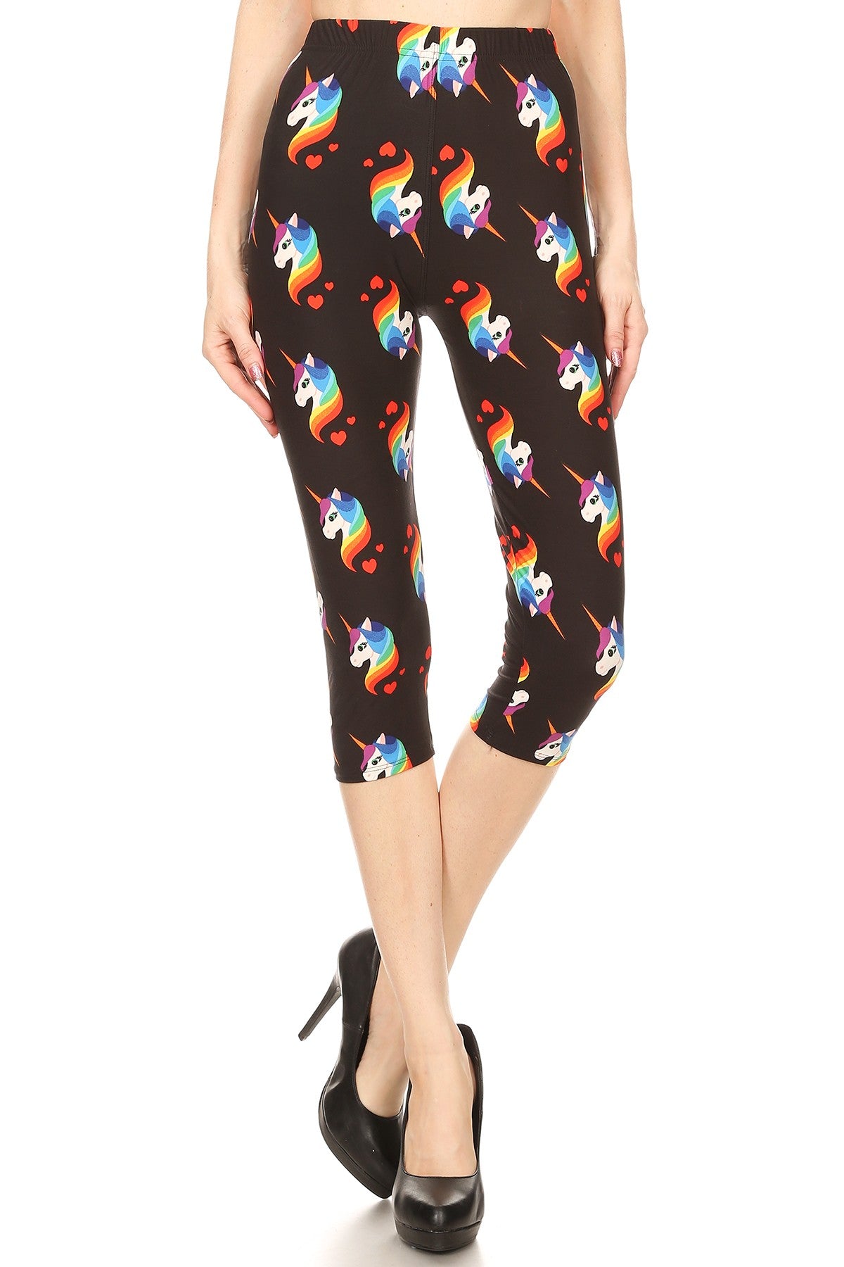 Rainbow Unicorn Print Leggings - Capri or Full - Adult & Kids Sizes