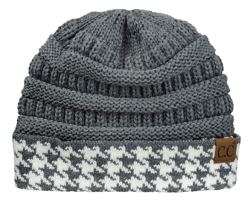 Houndstooth C.C. Beanie Knitted Hat