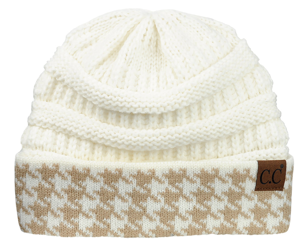 Houndstooth C.C. Beanie Knitted Hat