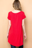 Lattice Cutout Tunic - Red