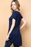 Lattice V-Neck Tunic - Navy