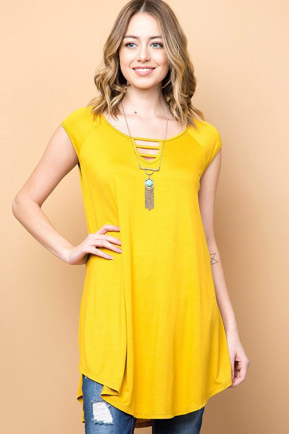 Ladder Cutout Sleeveless Tunic