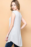 Lattice V-Neck Sleeveless Tunic - Grey