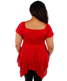 Adjustable Neckline Handkerchief Red Top