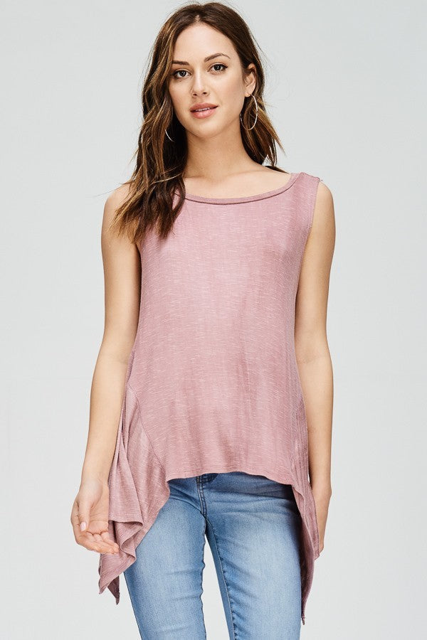 Stone Washed Shark Bite Tank Top