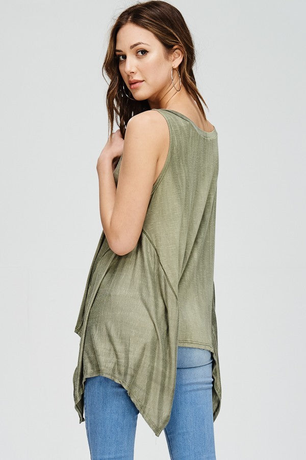 Stone Washed Shark Bite Tank Top