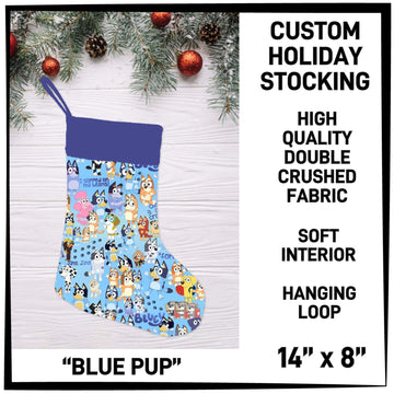 Blue Pup Holiday Stocking