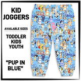Pup in Blue Print Kids Joggers w/ Pockets