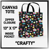 Crafty Print Canvas Zipper Tote