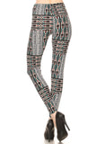 Teal & Coral Traditional Striped Print Leggings