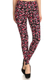 Pink Hearts Print Soft Leggings