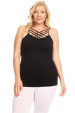Seamless Strappy Caged Stretch Cami Top - Black or White