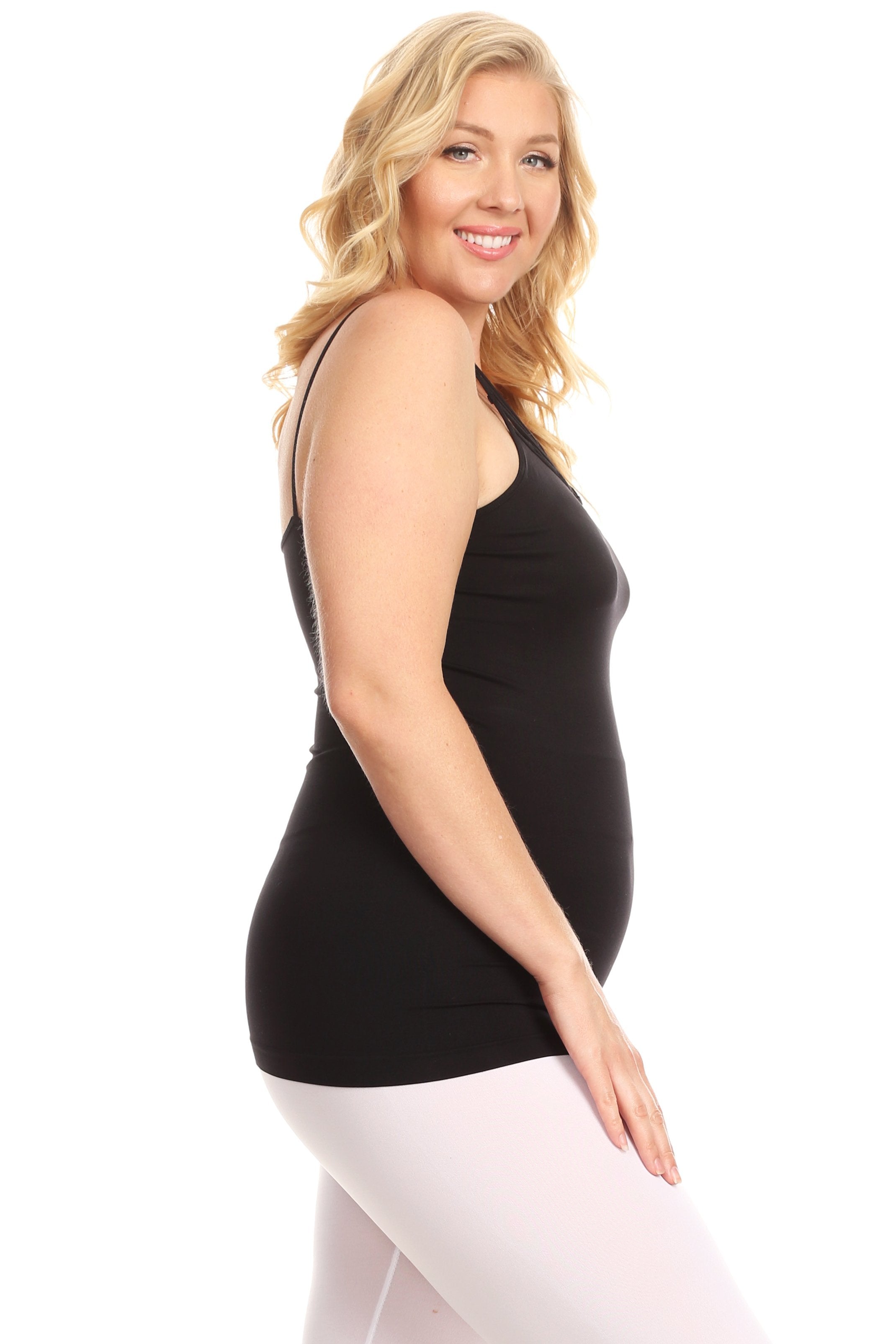 Seamless Strappy Caged Stretch Cami Top - Black or White