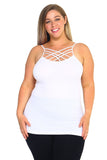 Seamless Strappy Caged Stretch Cami Top - Black or White