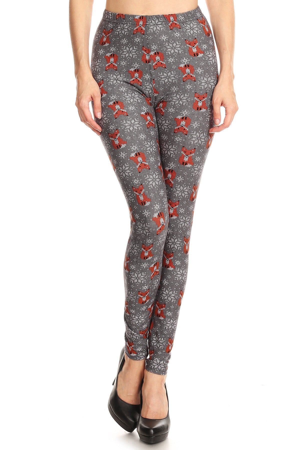 Foxes & Snowflakes Holiday Print Leggings