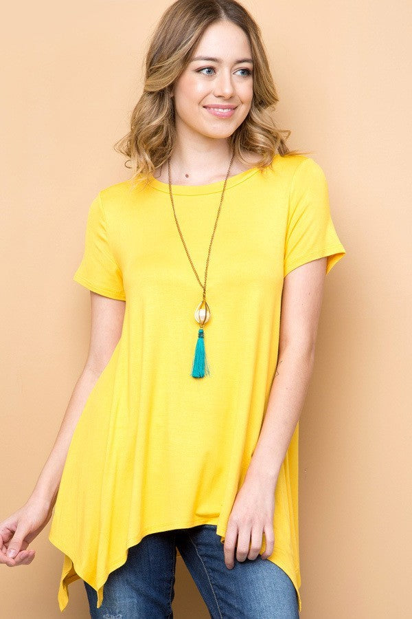 Short Sleeve Shark Bite Top - Yellow