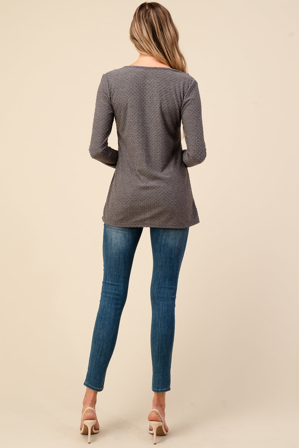 Swiss Dot Lace Criss Cross Long Sleeve Top