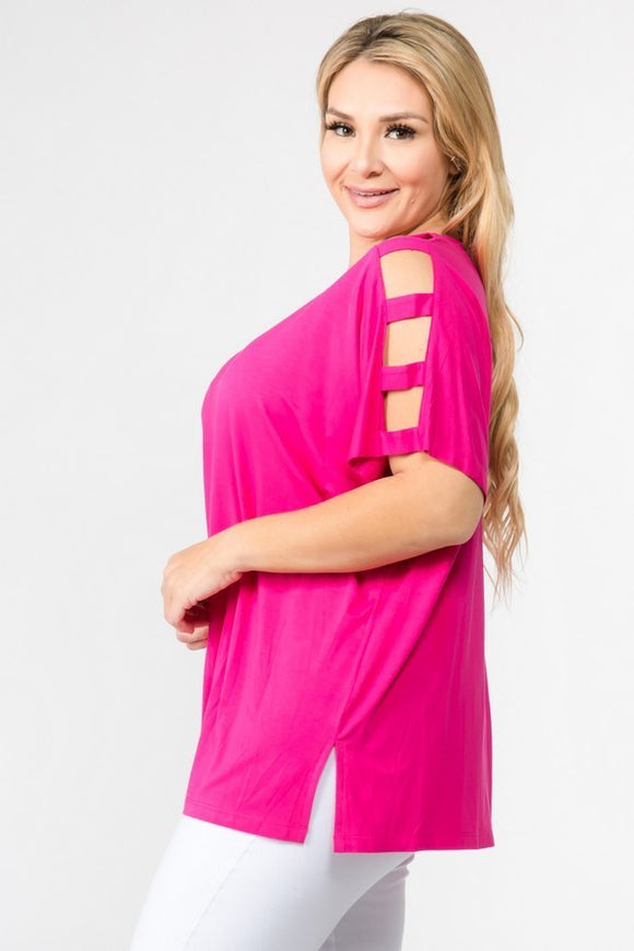 Ladder Sleeve Top - Pink