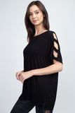 Ladder Sleeve Top - Black